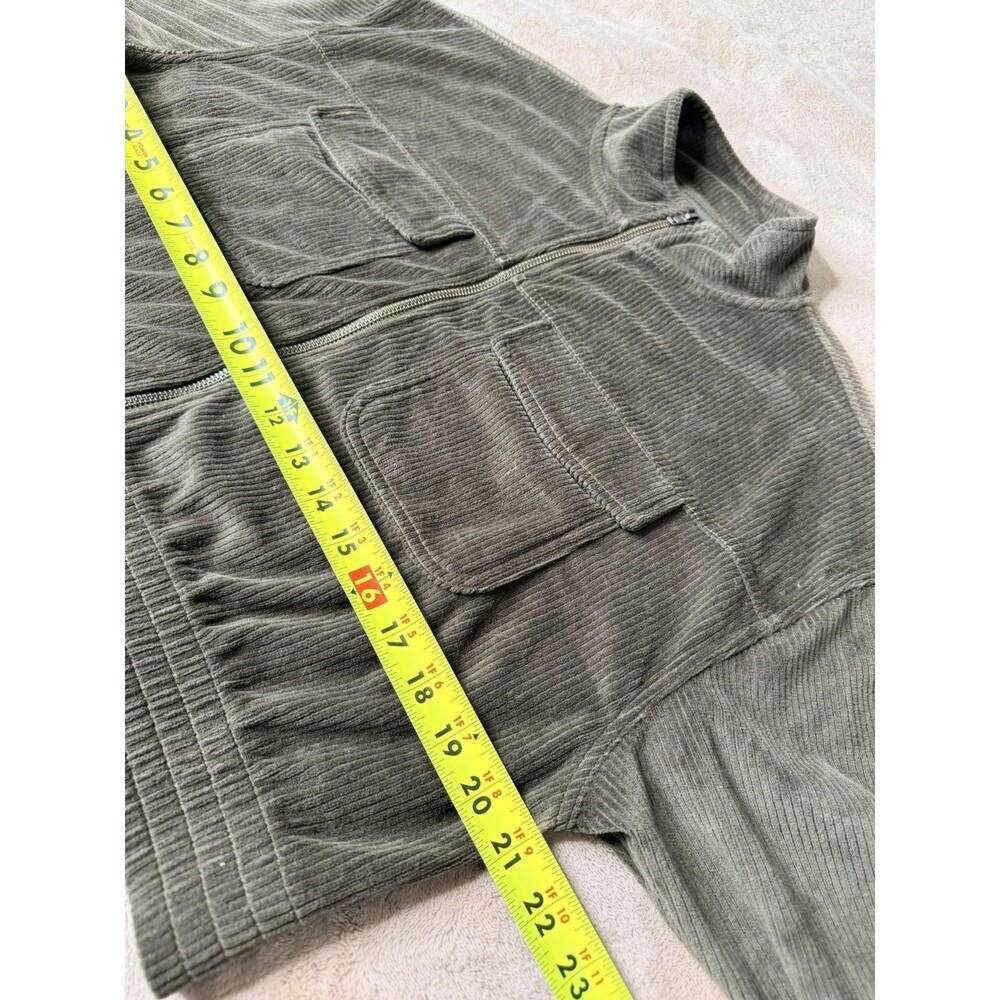 Aerie Olive Green Corduroy Cropped Jacket Full Zip Utility Pockets Size M - Picture 5 of 10
